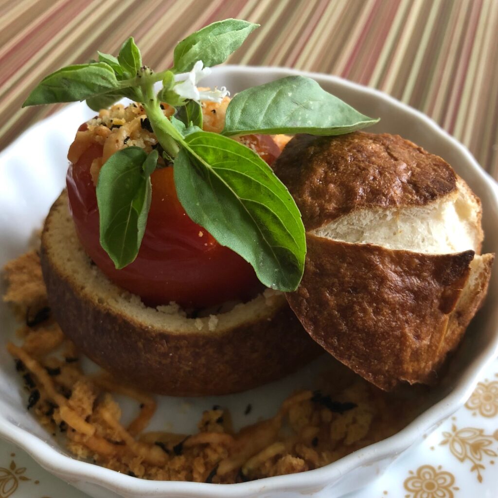 stuffed-tomato-stuffed pretzel roll