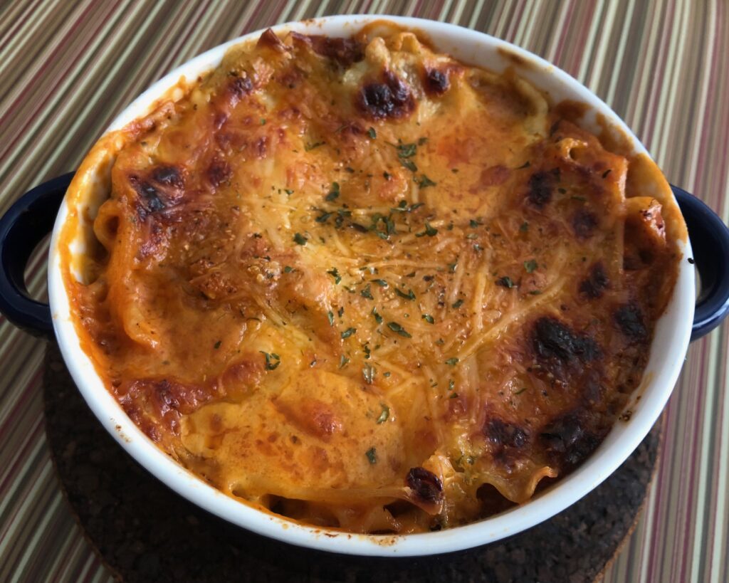 individual lasagna close-up