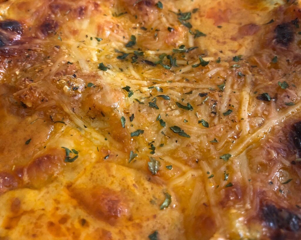 individual lasagna super close-up