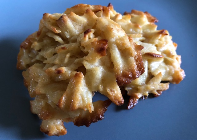 latke cookies on blue plate